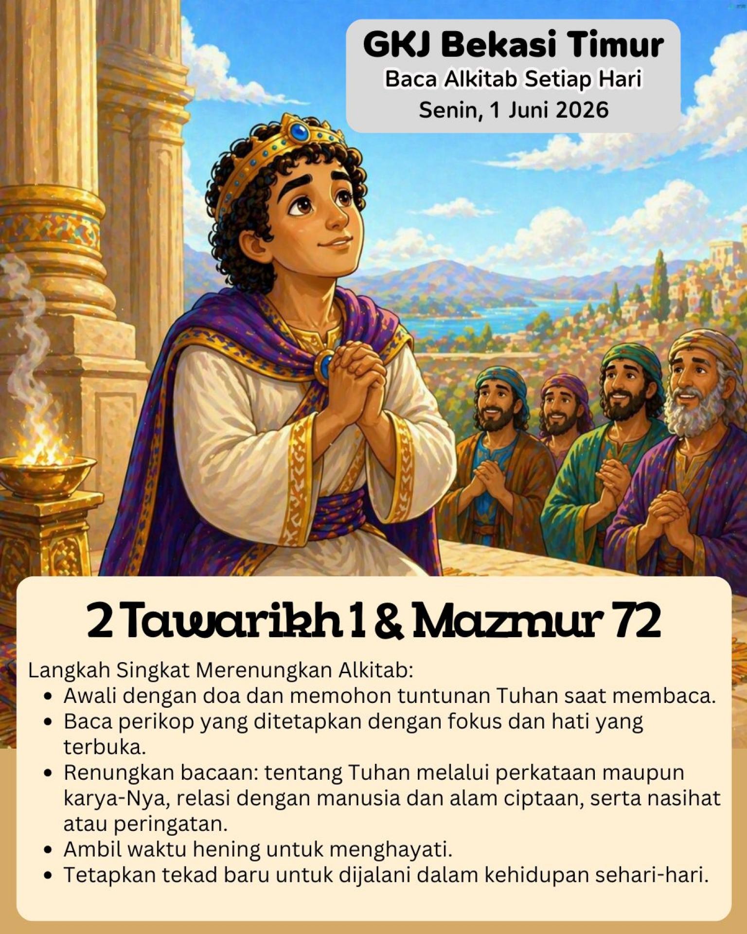 Ilustrasi 2 Tawarikh 1; Mazmur 72