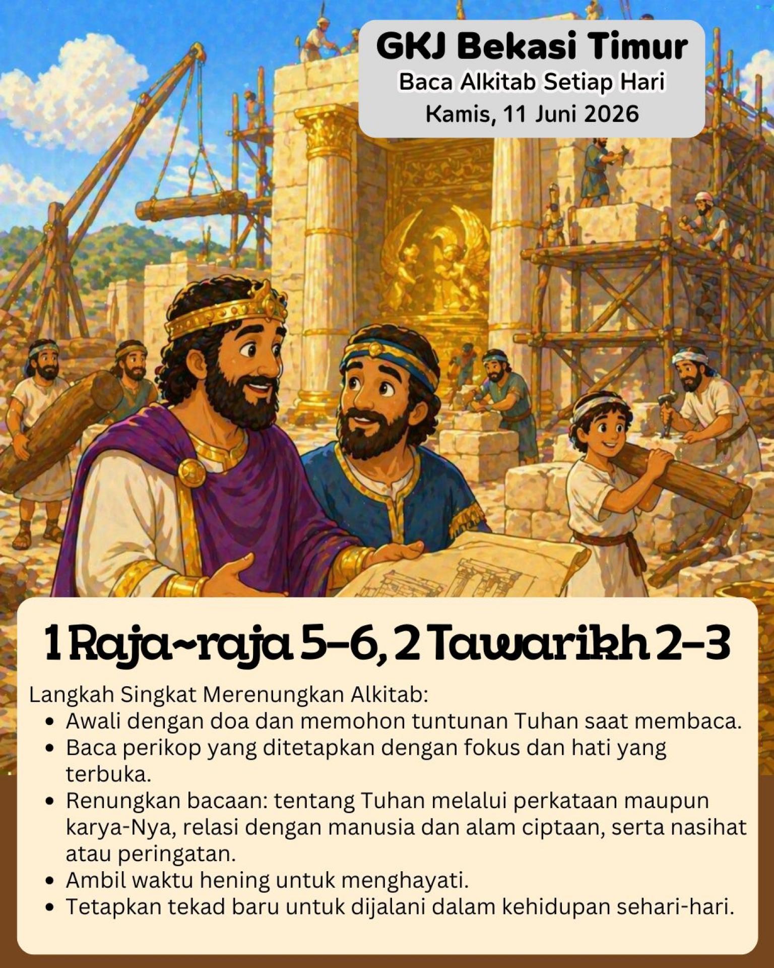 Ilustrasi 1 Raja-raja 5–6; 2 Tawarikh 2–3