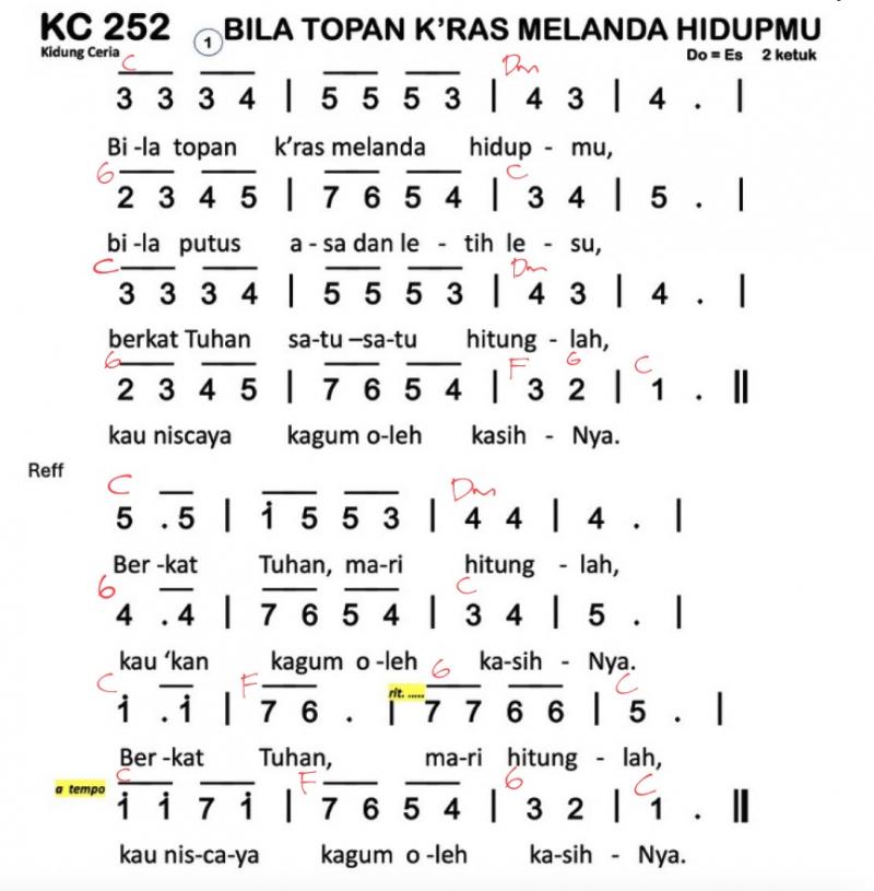 Partitur Chord KC 252