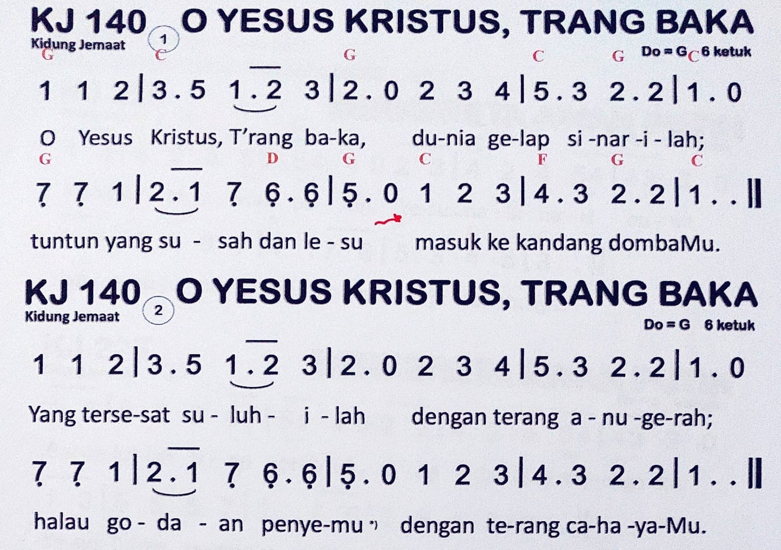 Partitur Chord KJ 140