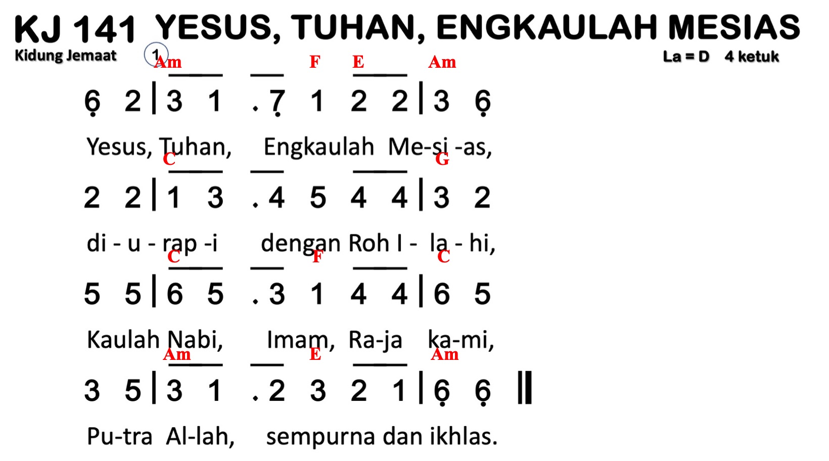 Partitur Chord KJ 141