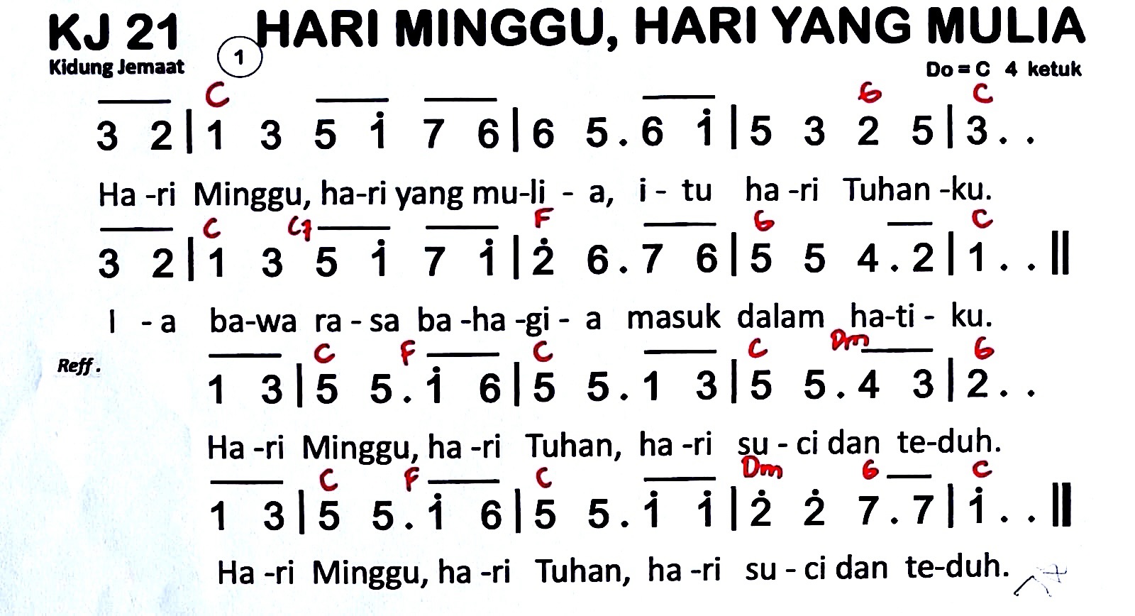 Partitur Chord KJ 21