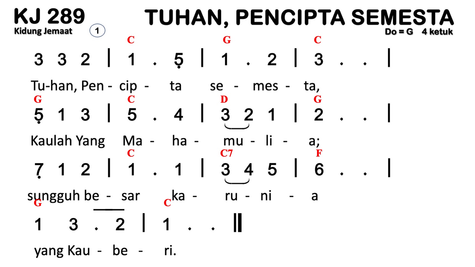Partitur Chord KJ 289