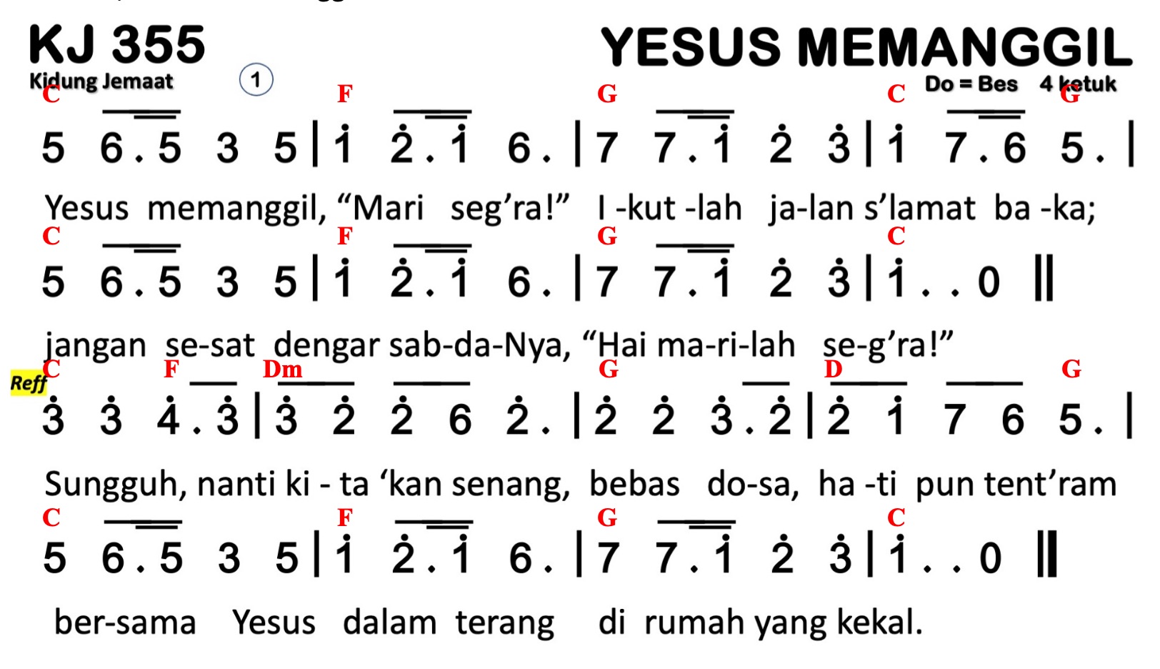 Partitur Chord KJ 355