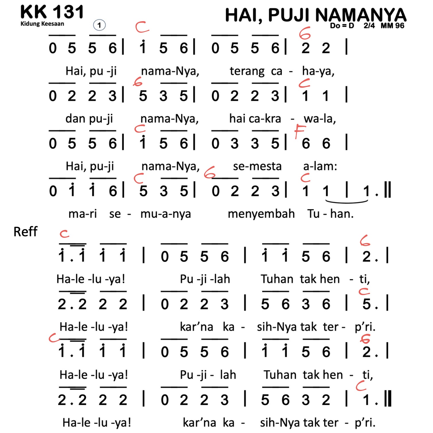 Partitur Chord KK 131