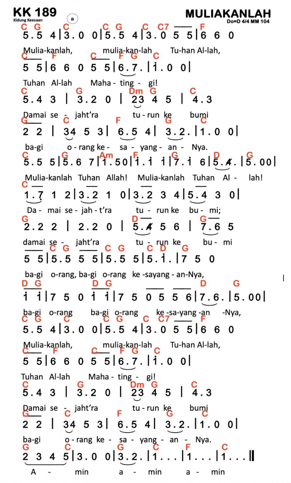 Partitur Chord KK 189
