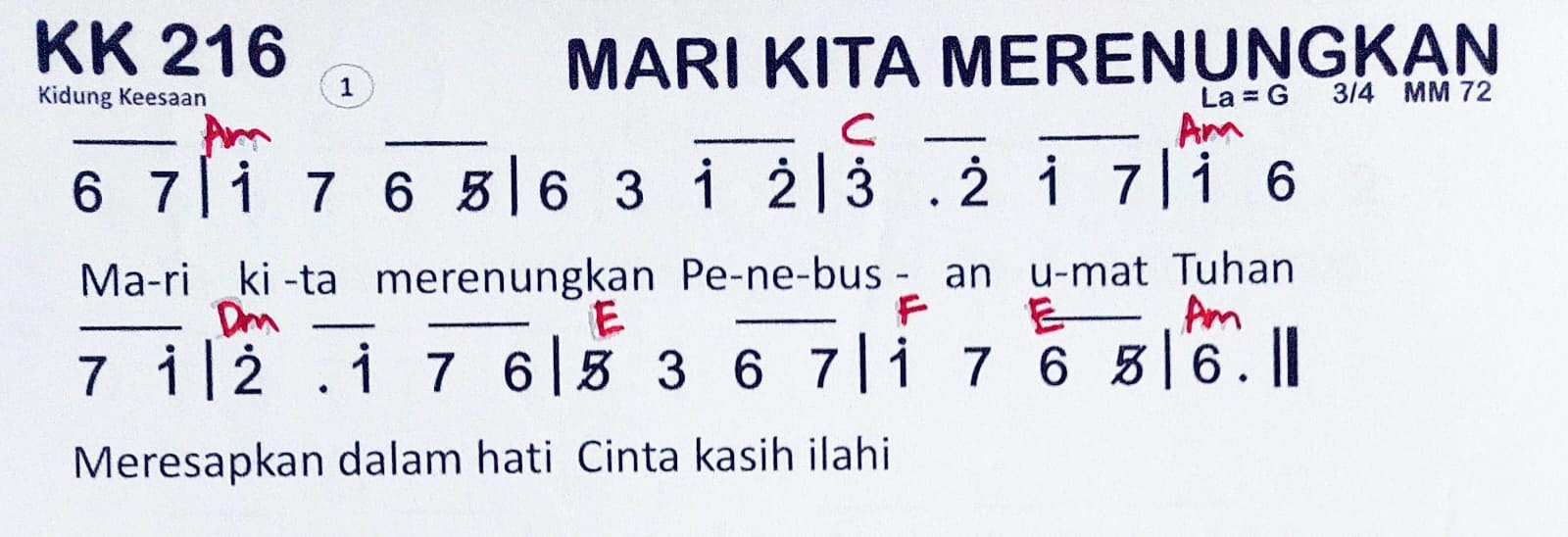 Partitur Chord KK 216