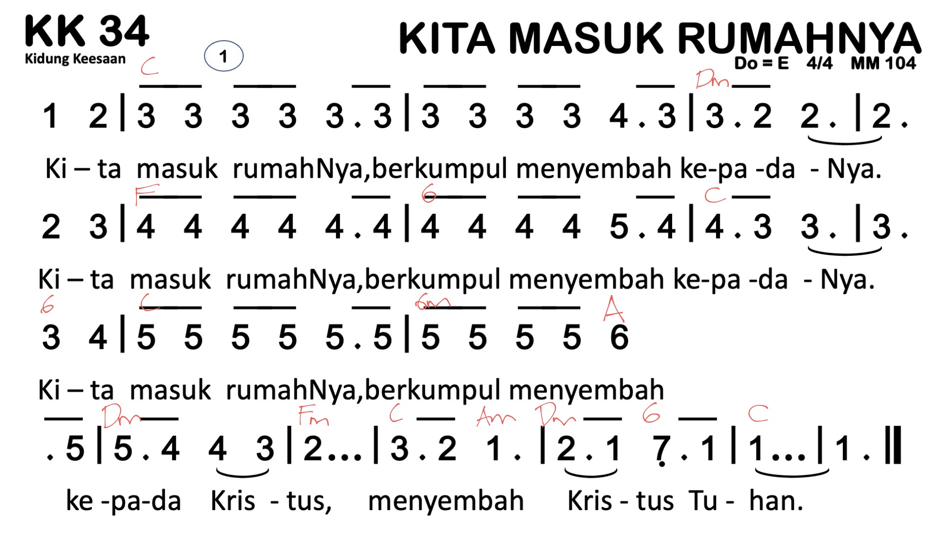 Partitur Chord KK 34