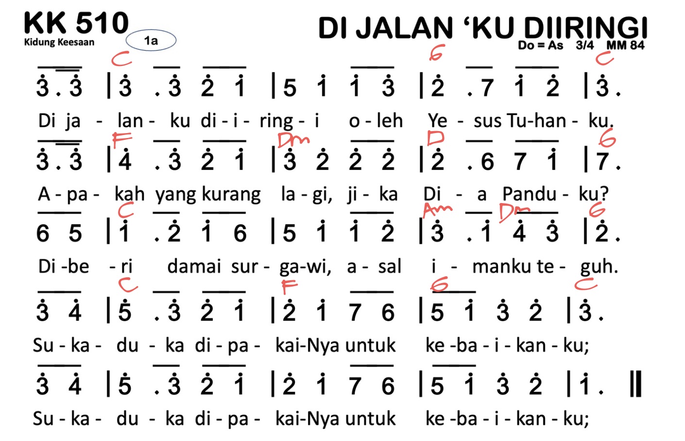 Partitur Chord KK 510