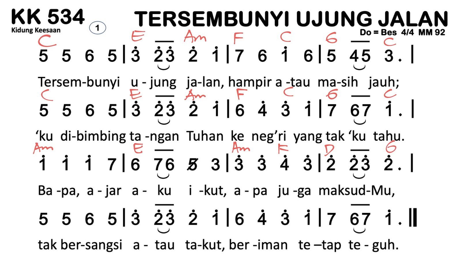 Partitur Chord KK 534