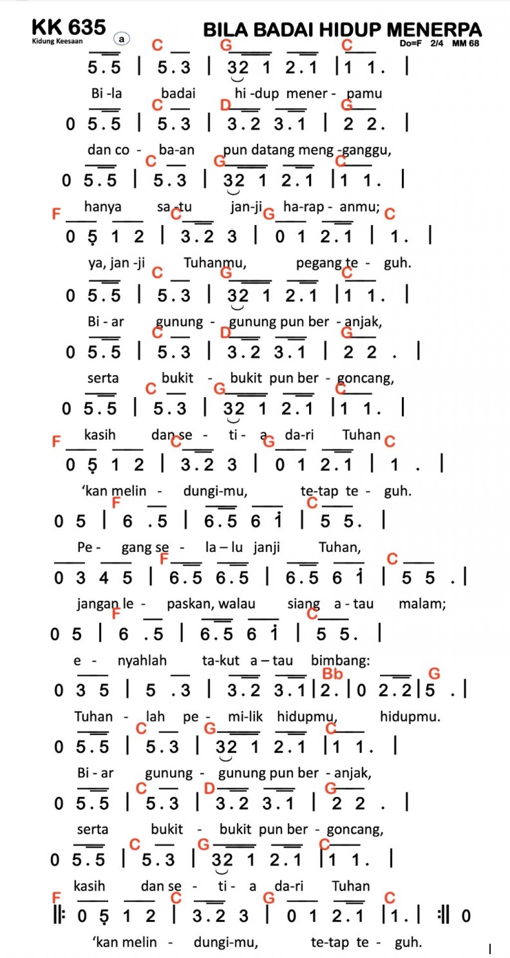 Partitur Chord KK 635