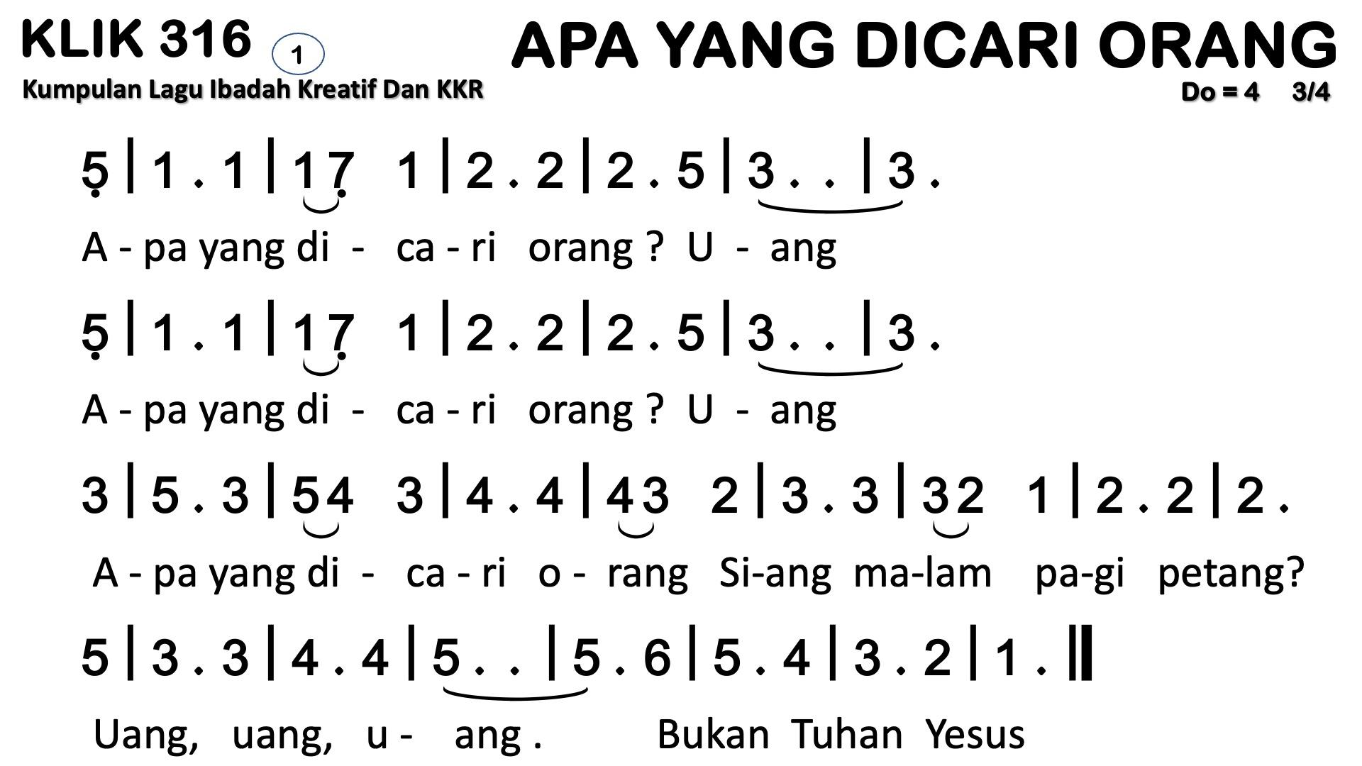Partitur Chord KLIK 316