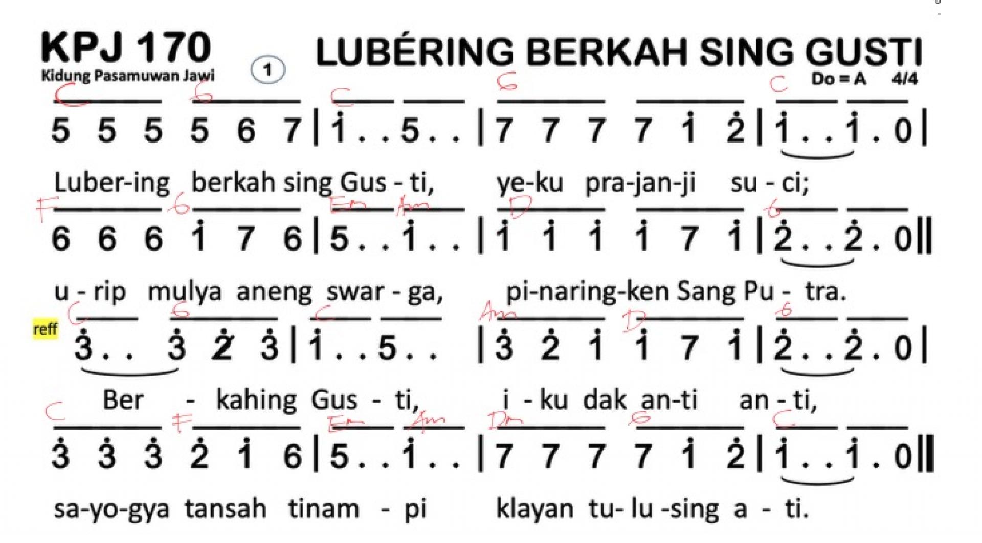 Partitur Chord KPJ 170