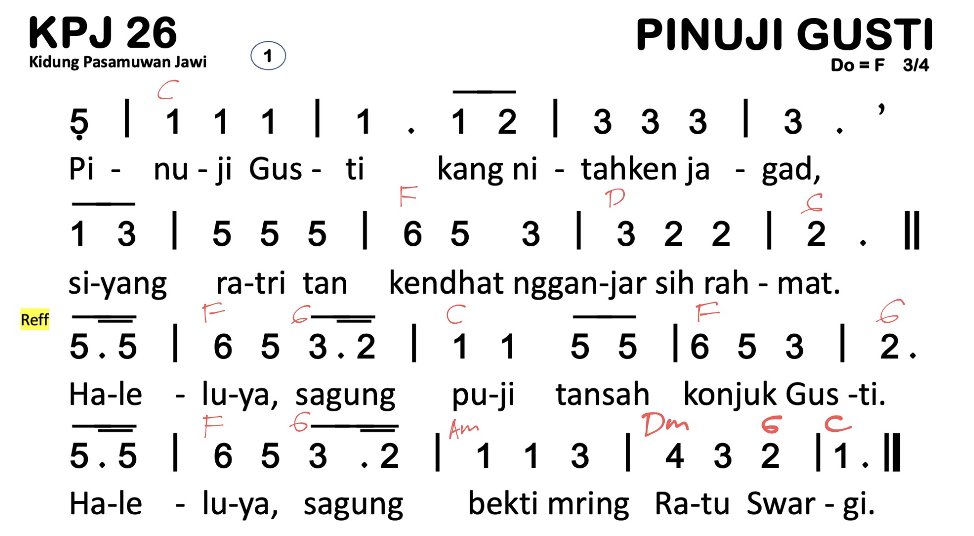 Partitur Chord KPJ 26