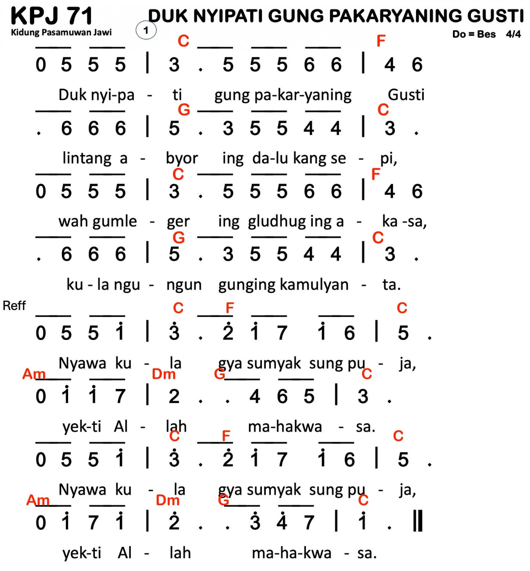 Partitur Chord KPJ 71