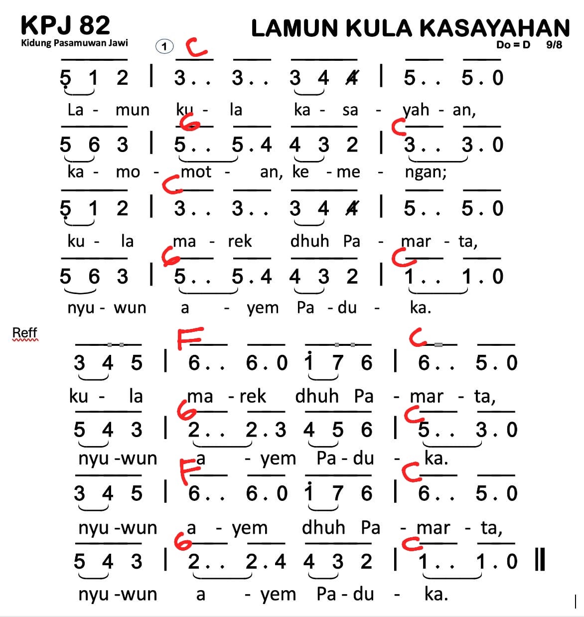 Partitur Chord KPJ 82