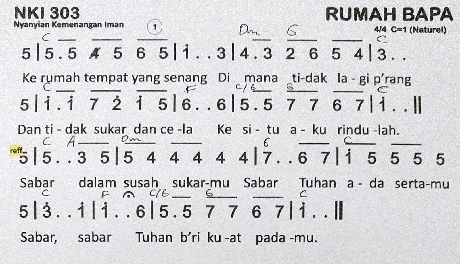 Partitur Chord NKI 303