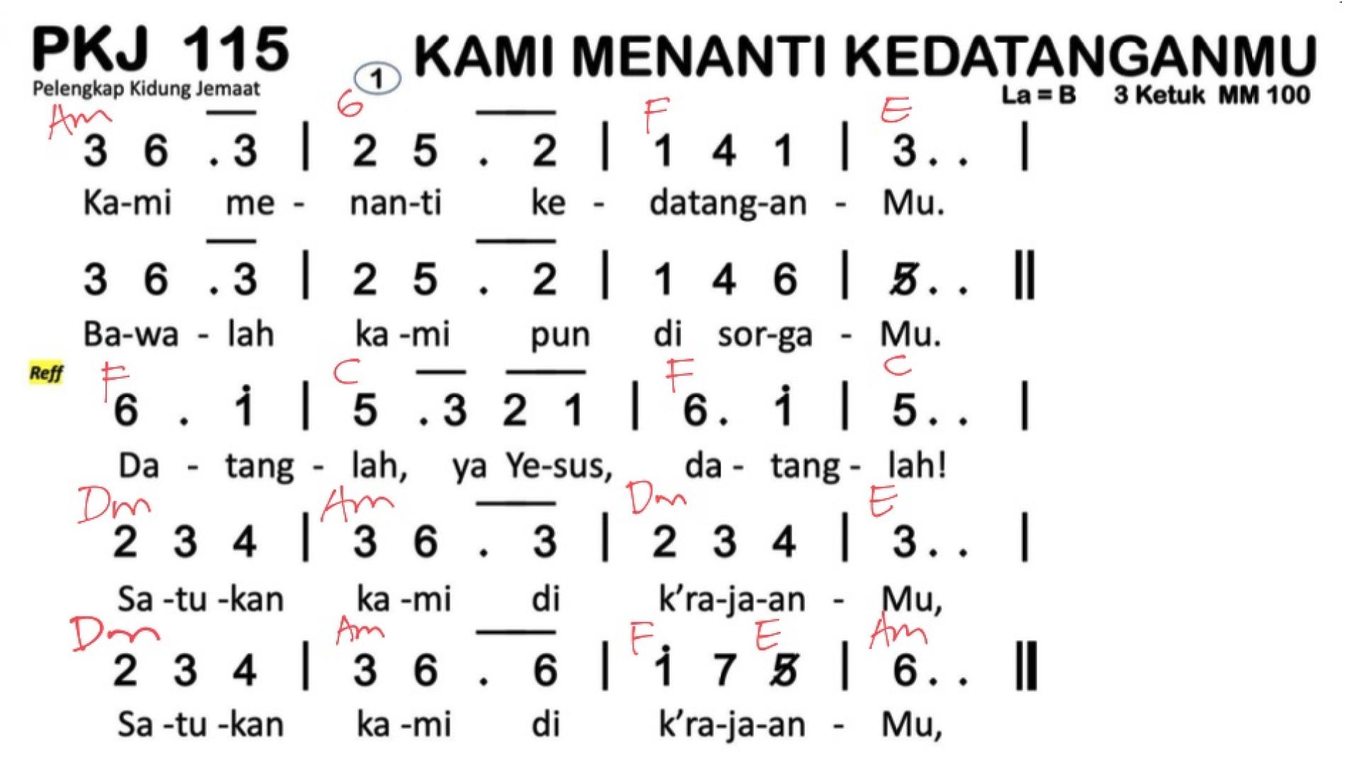Partitur Chord PKJ 115
