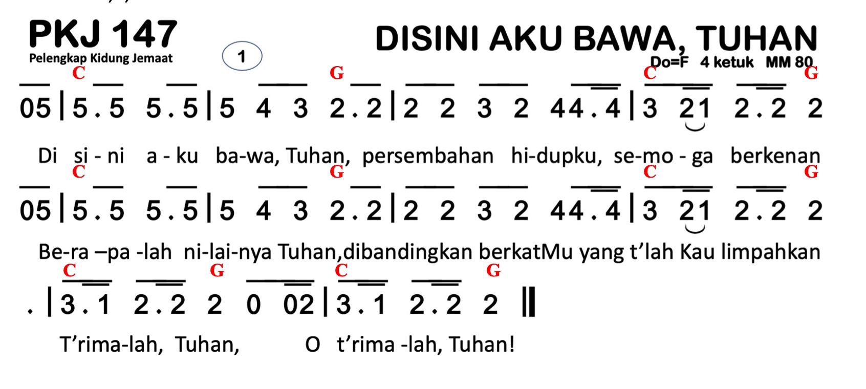 Partitur Chord PKJ 147