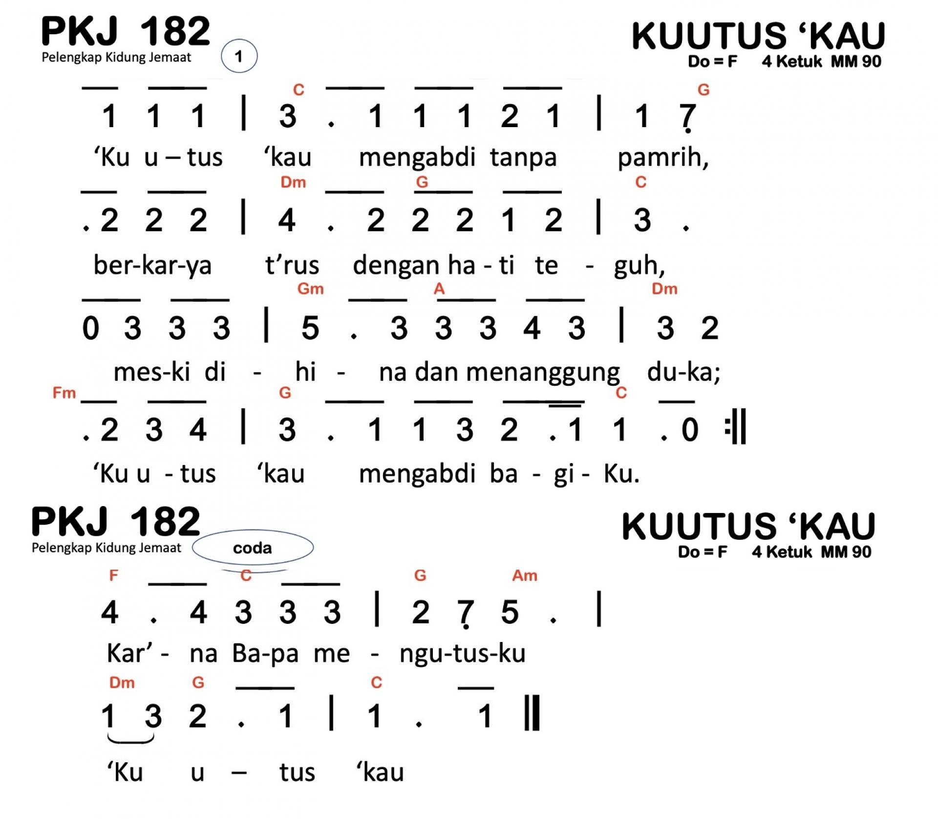 Partitur Chord PKJ 182