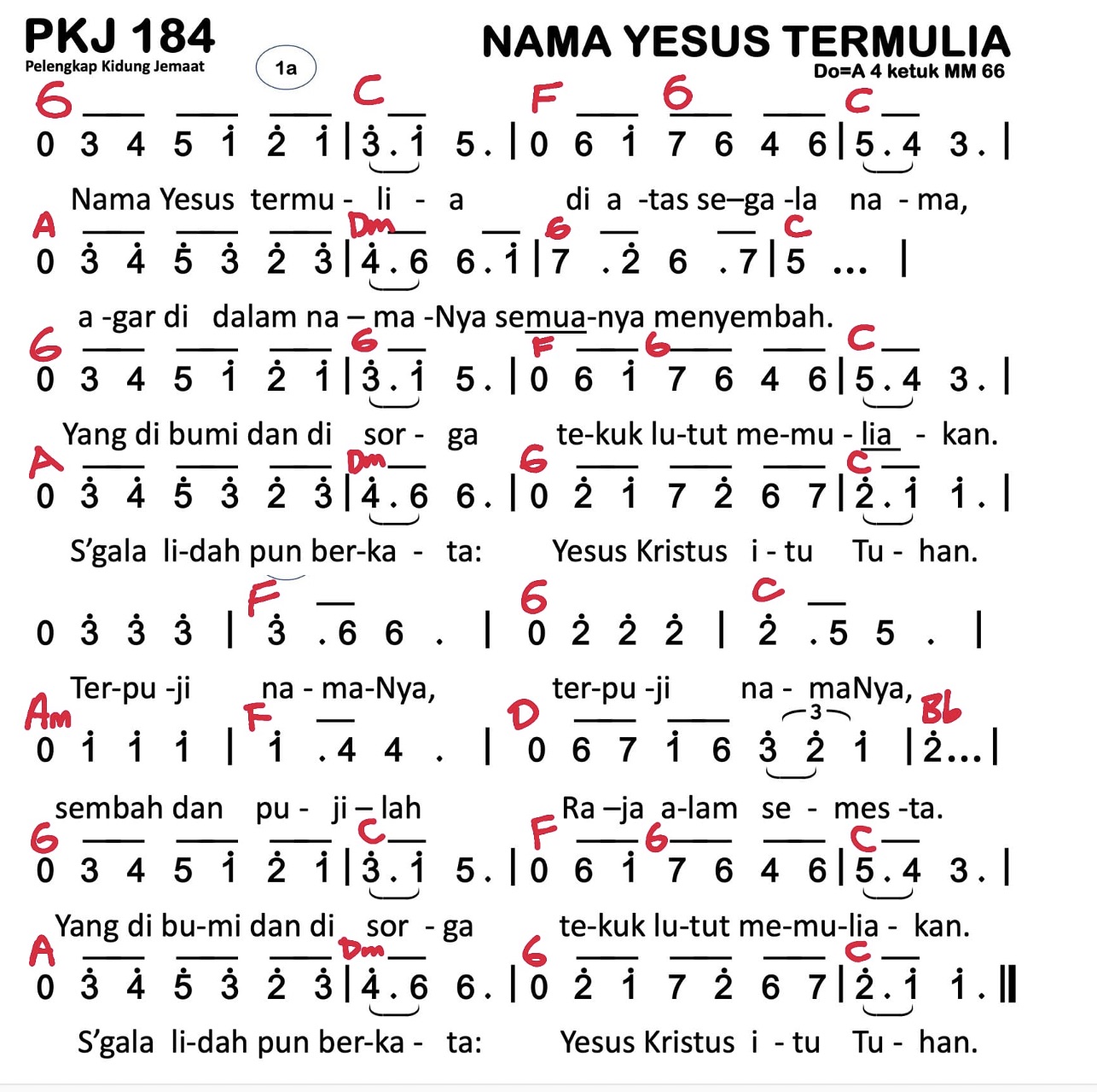 Partitur Chord PKJ 184