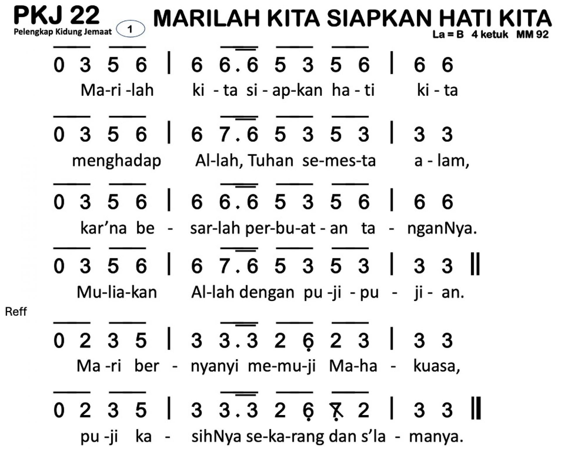 Partitur Chord PKJ 22