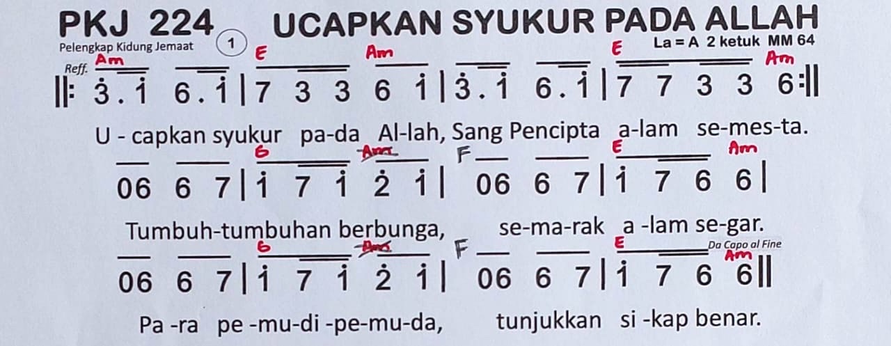 Partitur Chord PKJ 224