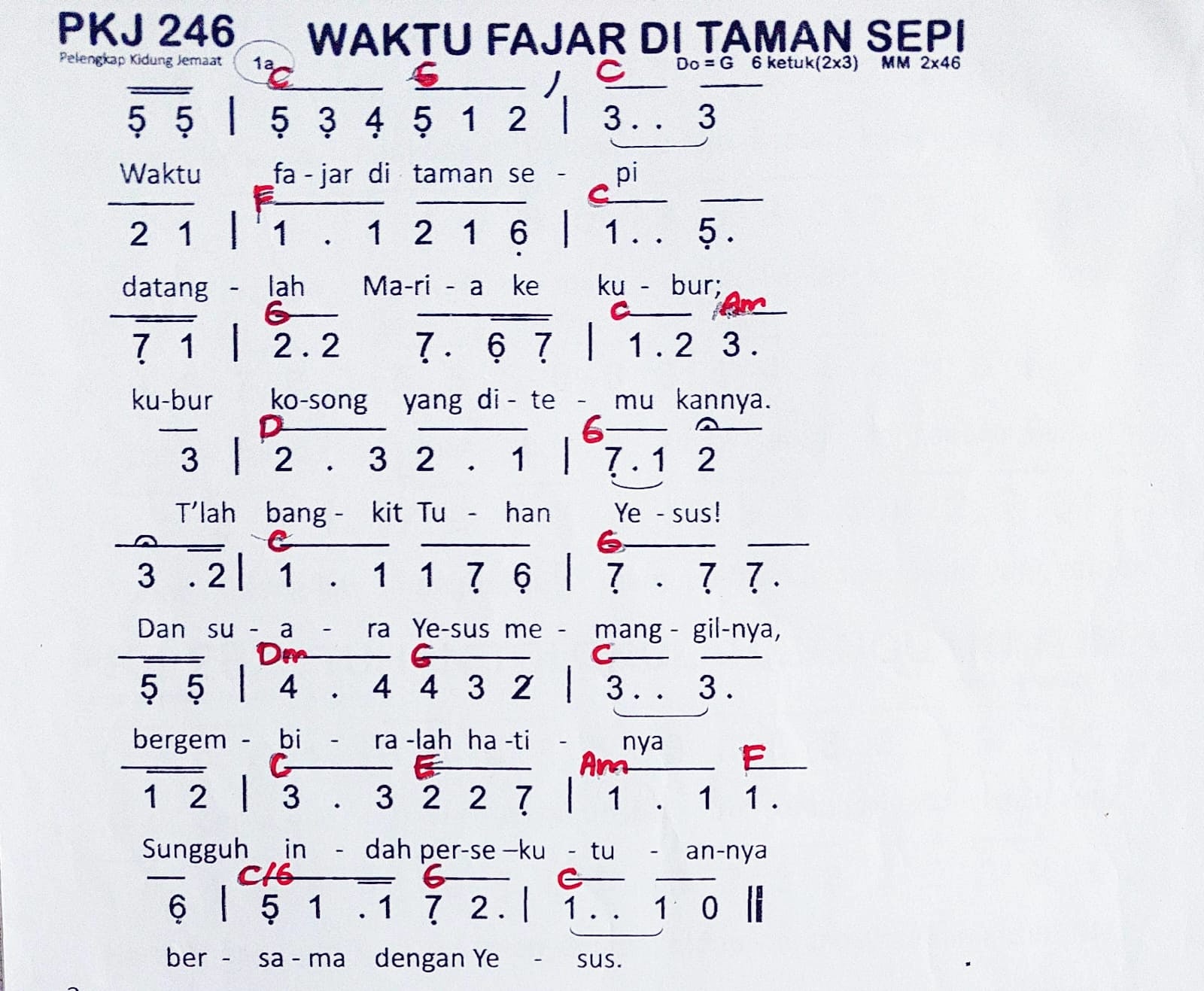 Partitur Chord PKJ 246
