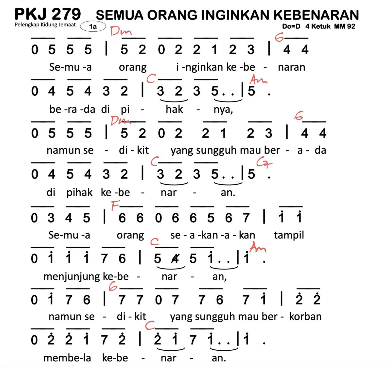 Partitur Chord PKJ 279