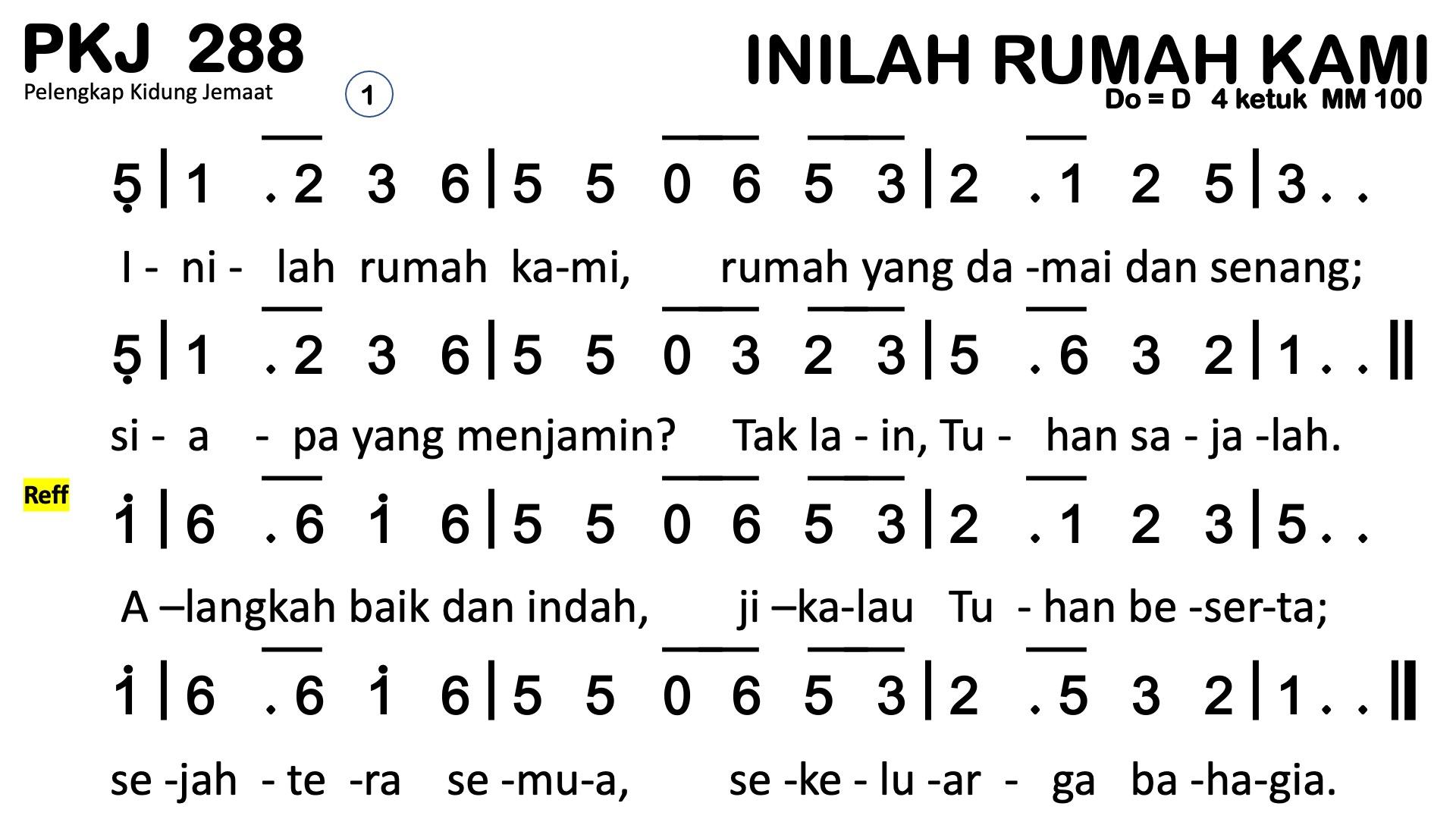 Partitur Chord PKJ 288