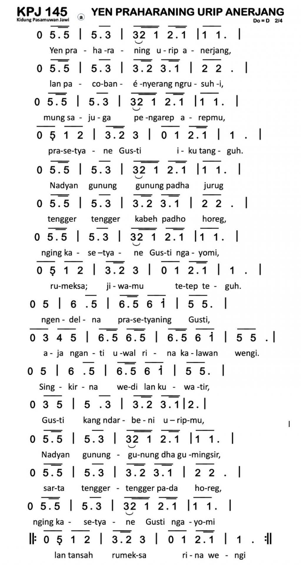 Partitur Polos KPJ 145