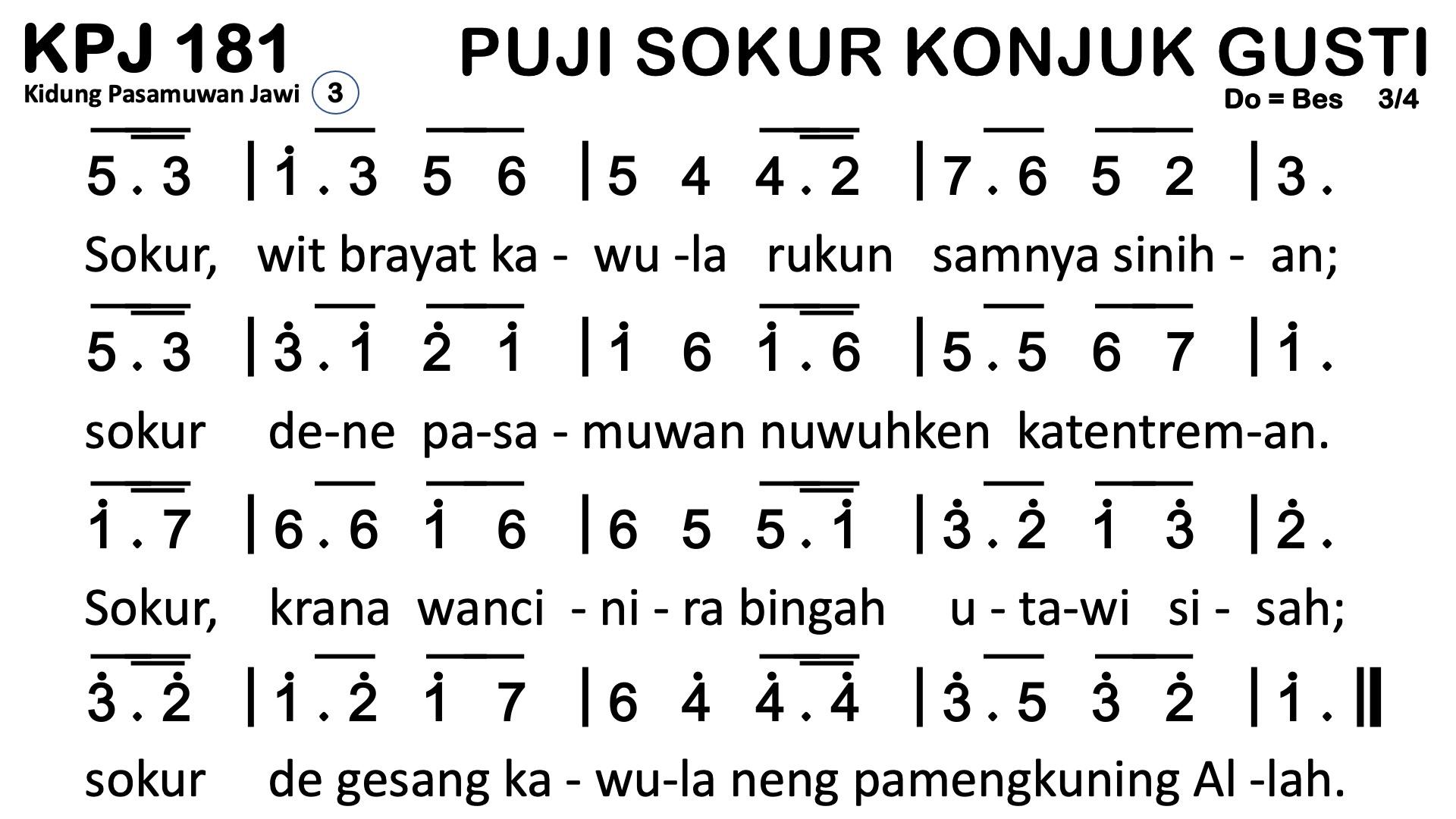 Partitur Polos KPJ 181