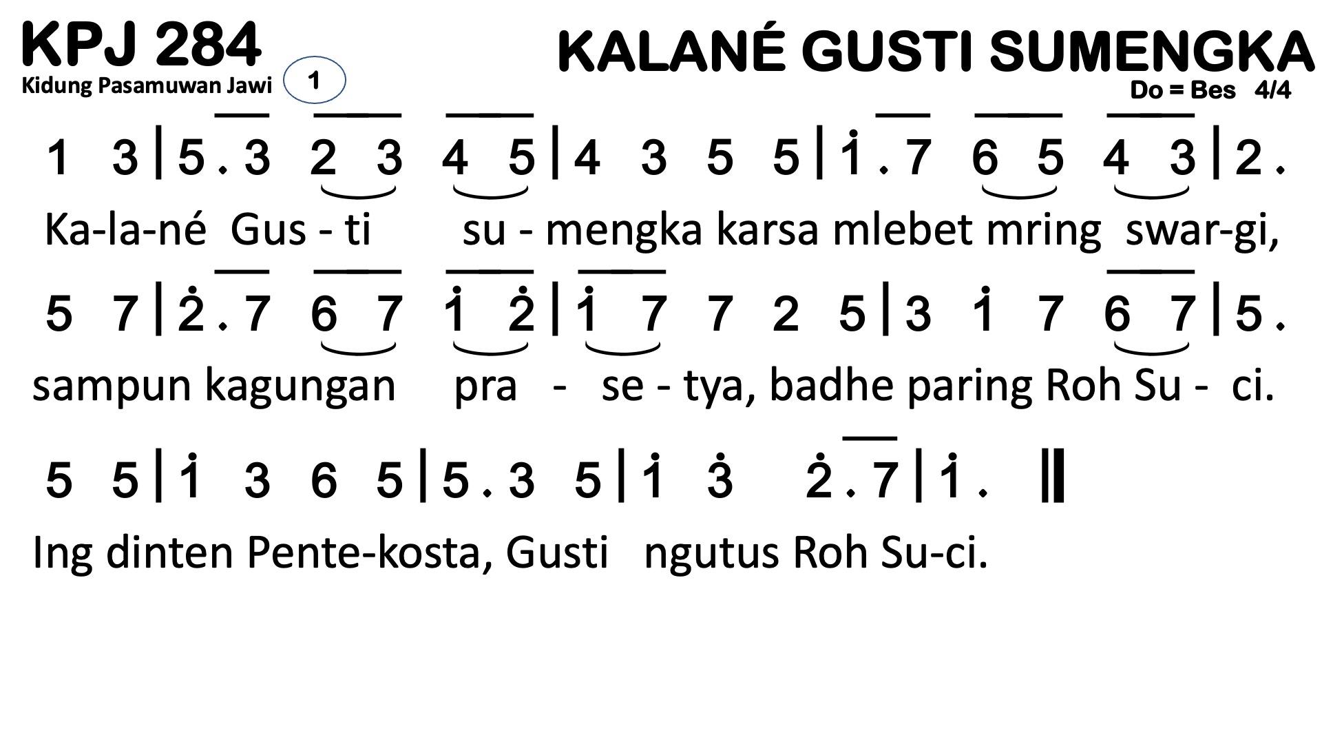 Partitur Polos KPJ 284