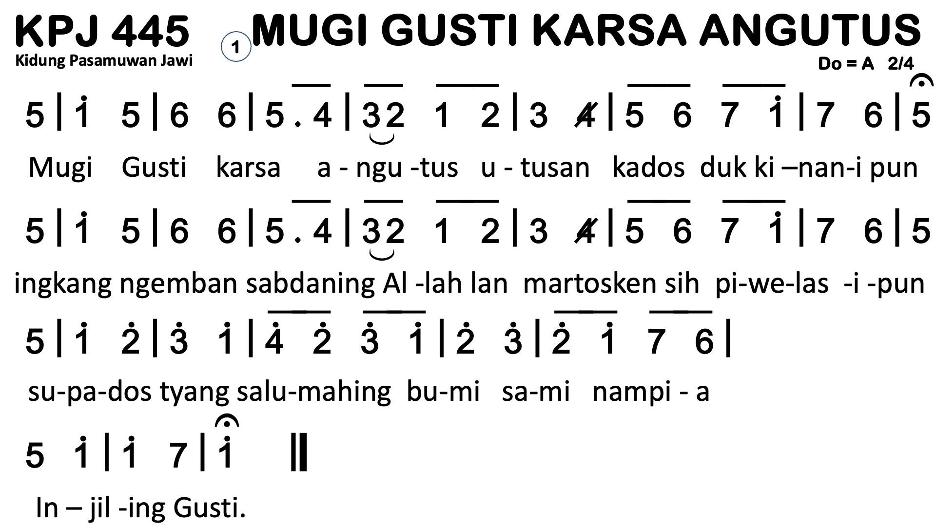 Partitur Polos KPJ 445