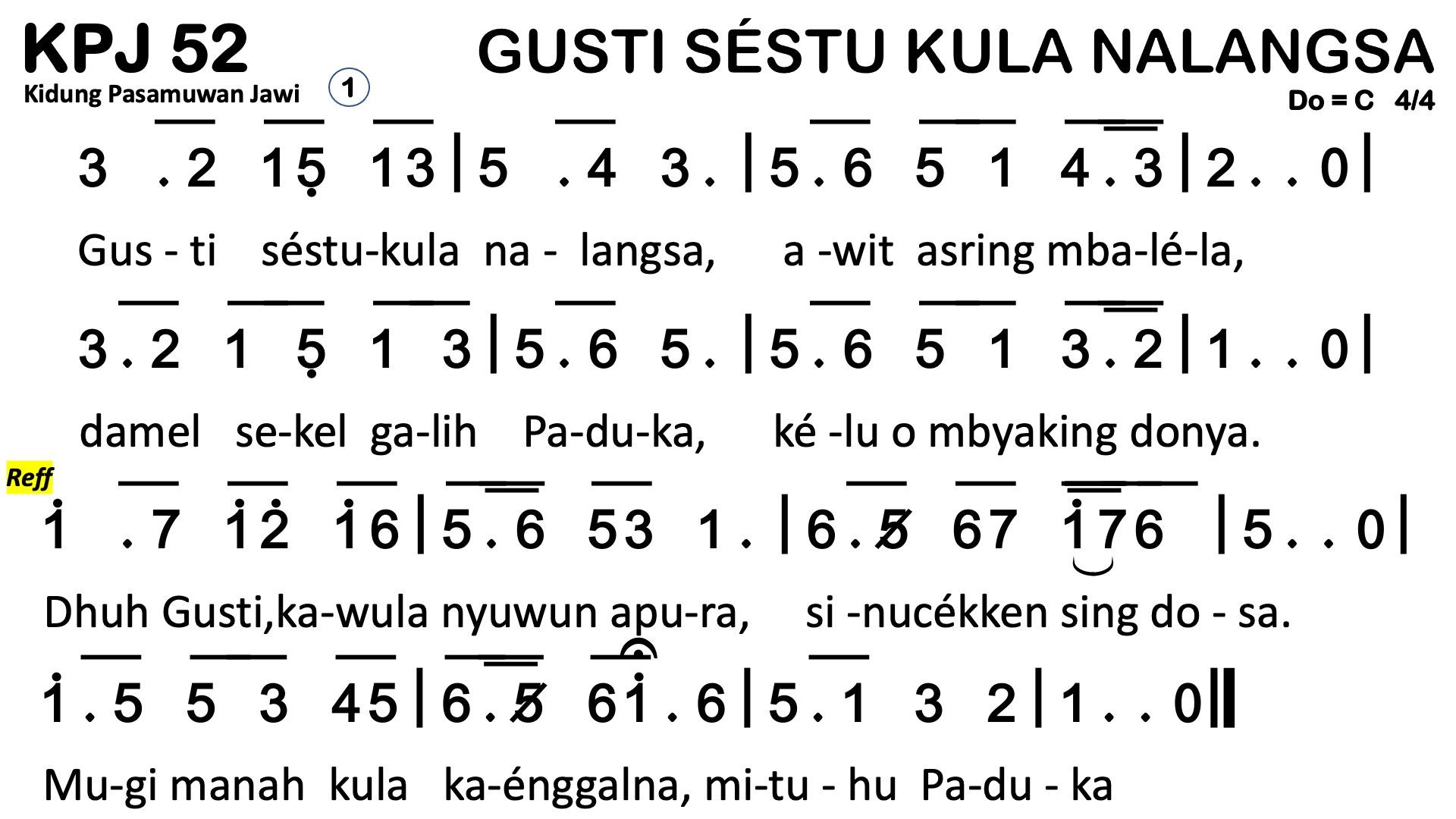 Partitur Polos KPJ 52