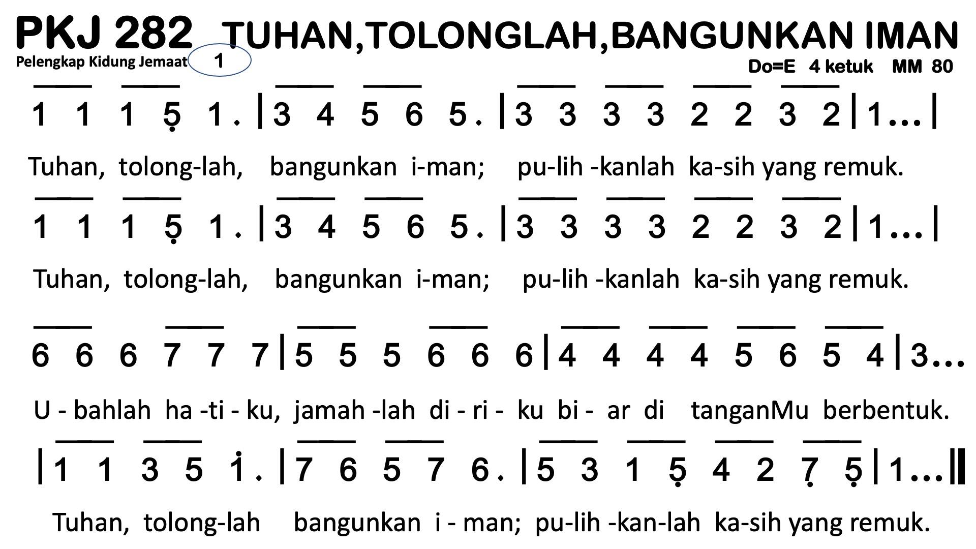 Partitur Polos PKJ 282